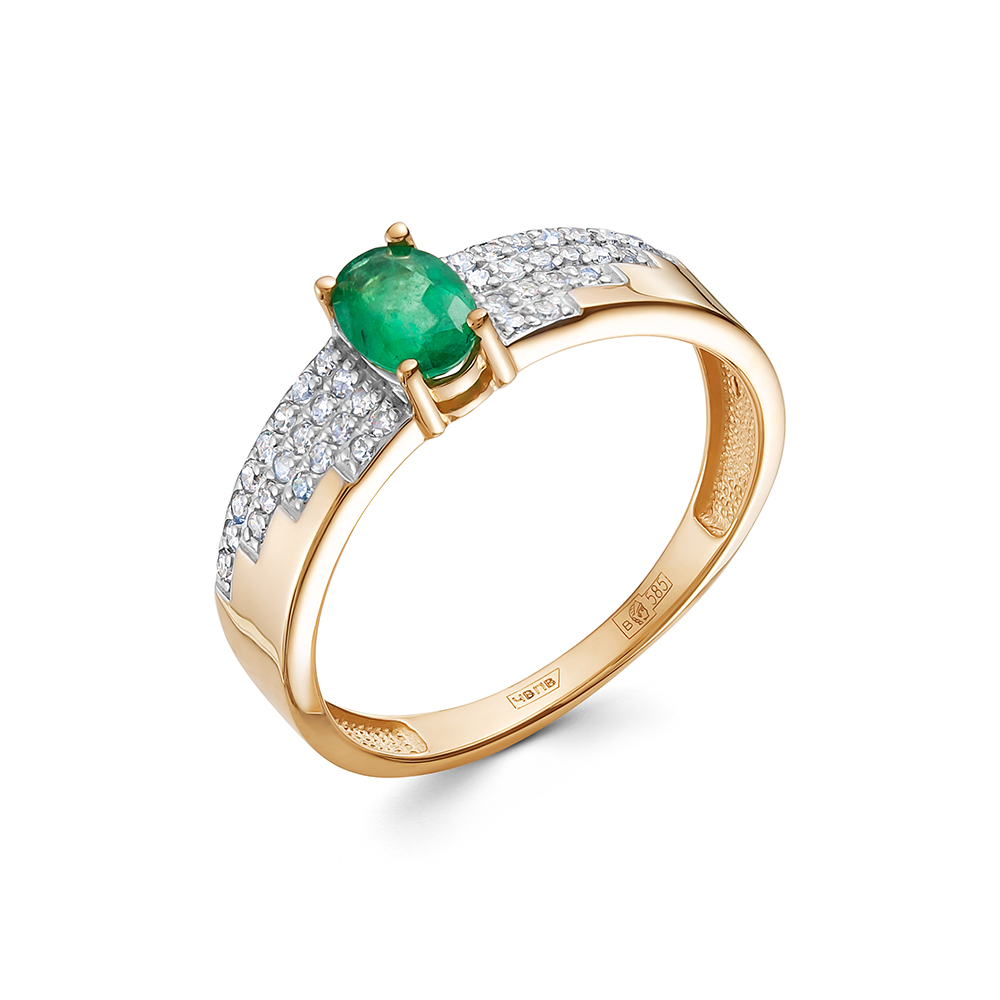 

Кольцо из золота р.  Vesna jewelry 11799-151-14-00, бриллиант\изумруд, 11799-151-14-00