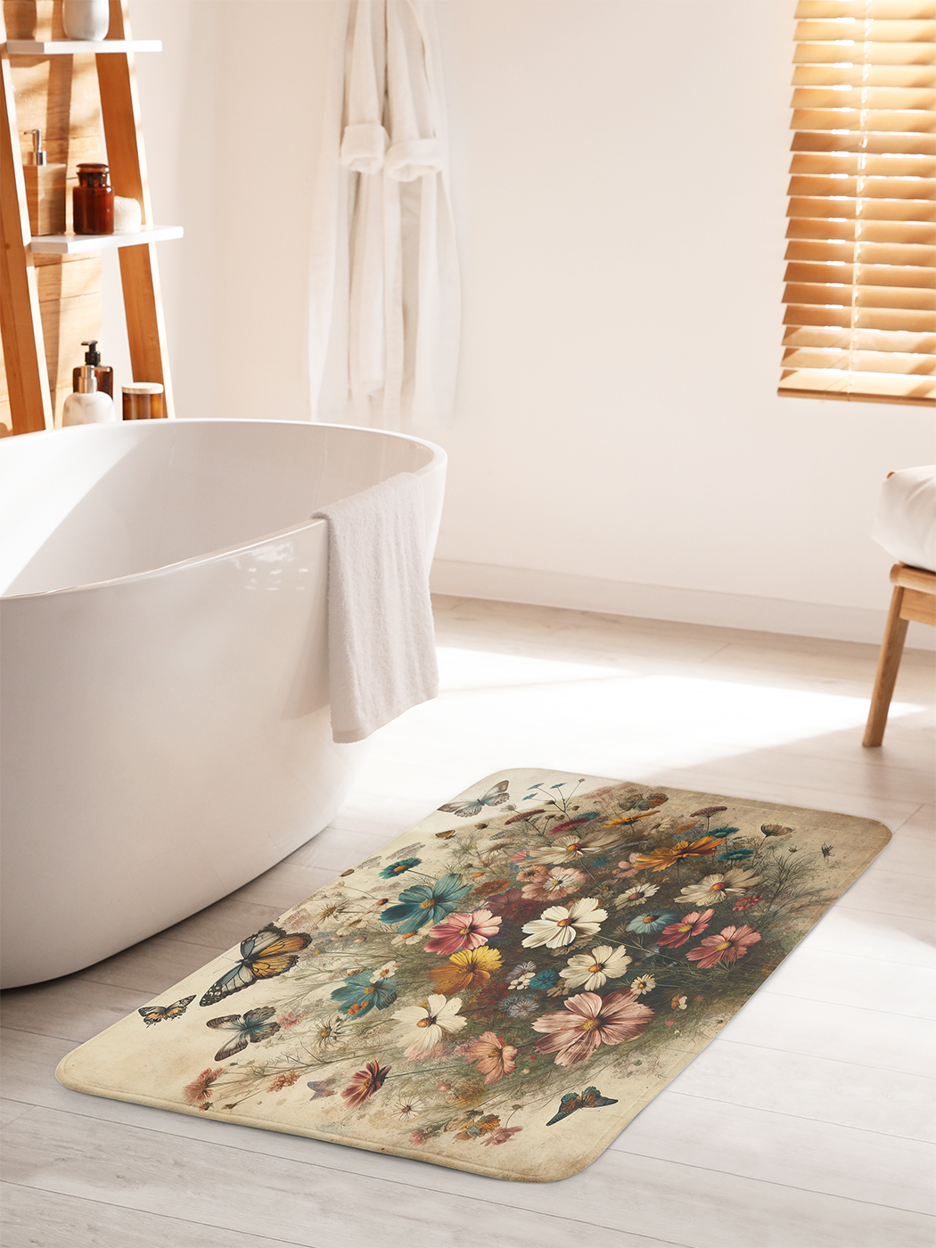 

Коврик для ванной туалета душа JoyArty "Космея с бабочками", bath_sd2000_60x100