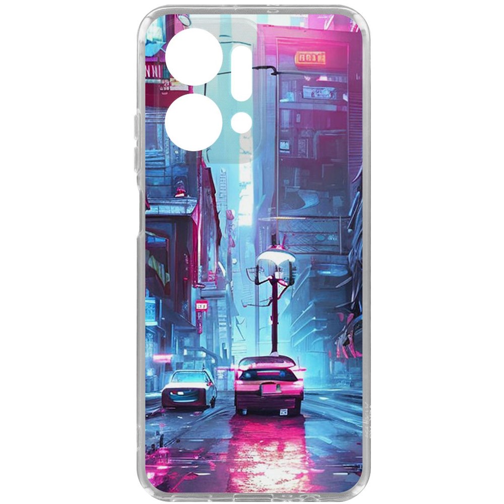 

Чехол-накладка Krutoff Clear Case Киберпанк Улица для Honor X7a, Прозрачный