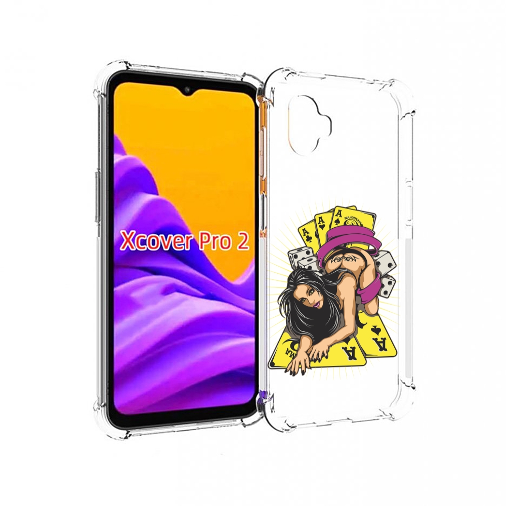 Чехол MyPads нарисованная девушка с игровыми картами для Samsung Galaxy Xcover Pro 2