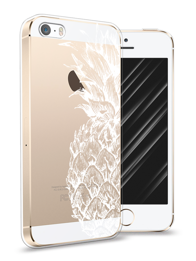 

Чехол Awog на Apple iPhone 5 / Айфон 5 "Ананас графика белая", Разноцветный, 10350-10