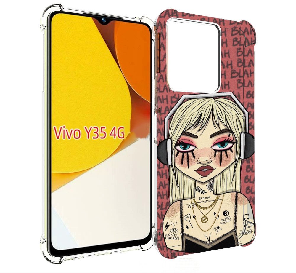 

Чехол MyPads дерзкая-девушка-в-наушниках женский для Vivo Y35 4G 2022 / Vivo Y22, Прозрачный, Tocco