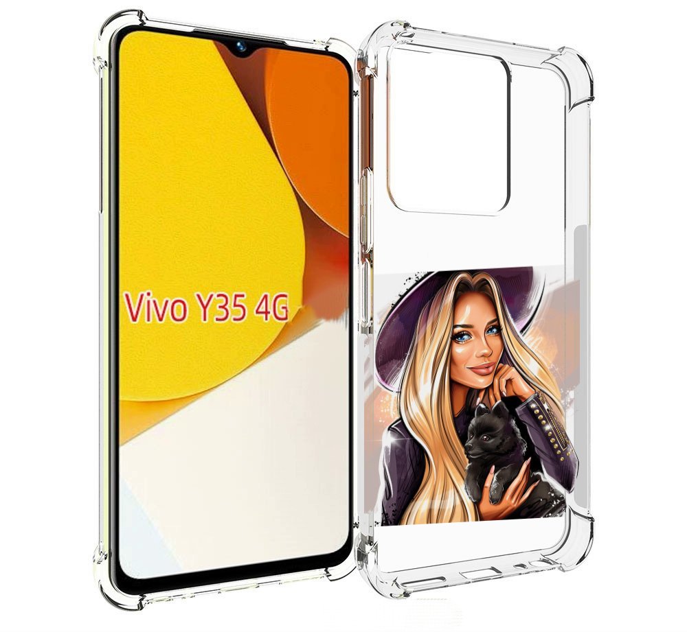 

Чехол MyPads девушка-с-черным-щенком женский для Vivo Y35 4G 2022 / Vivo Y22, Прозрачный, Tocco