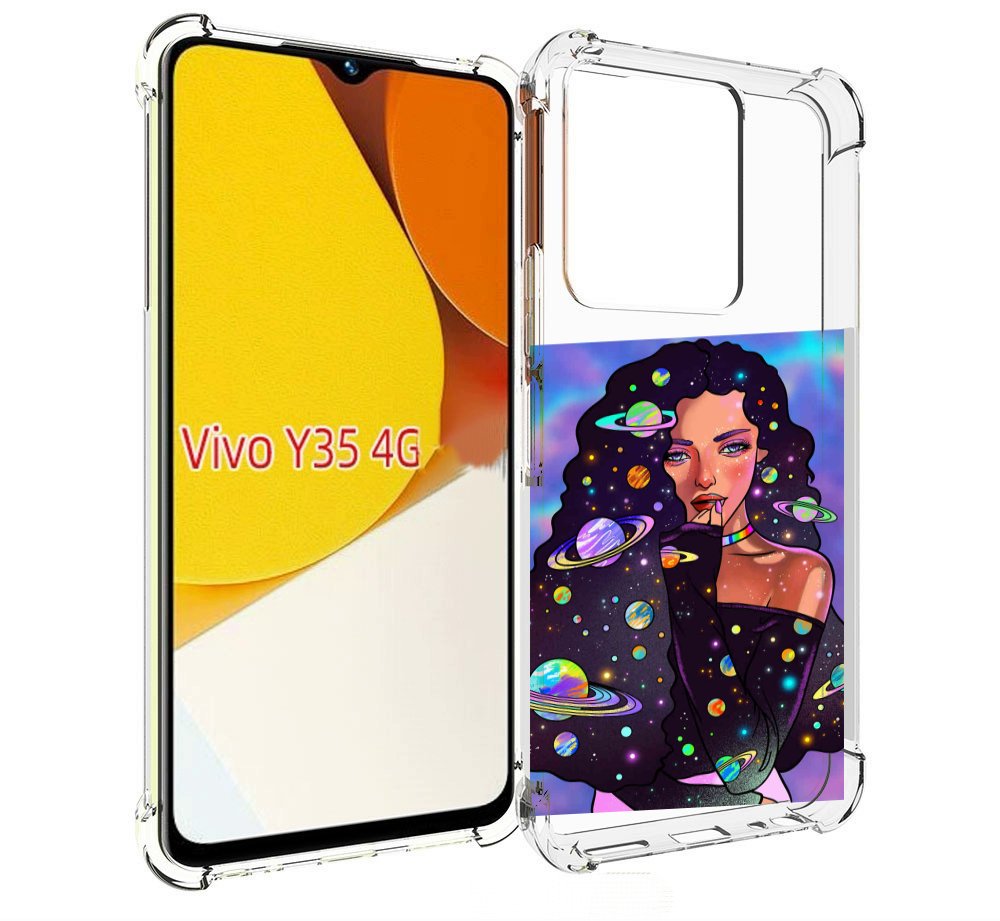 

Чехол MyPads девушка-с-планетами-в-волосах женский для Vivo Y35 4G 2022 / Vivo Y22, Прозрачный, Tocco