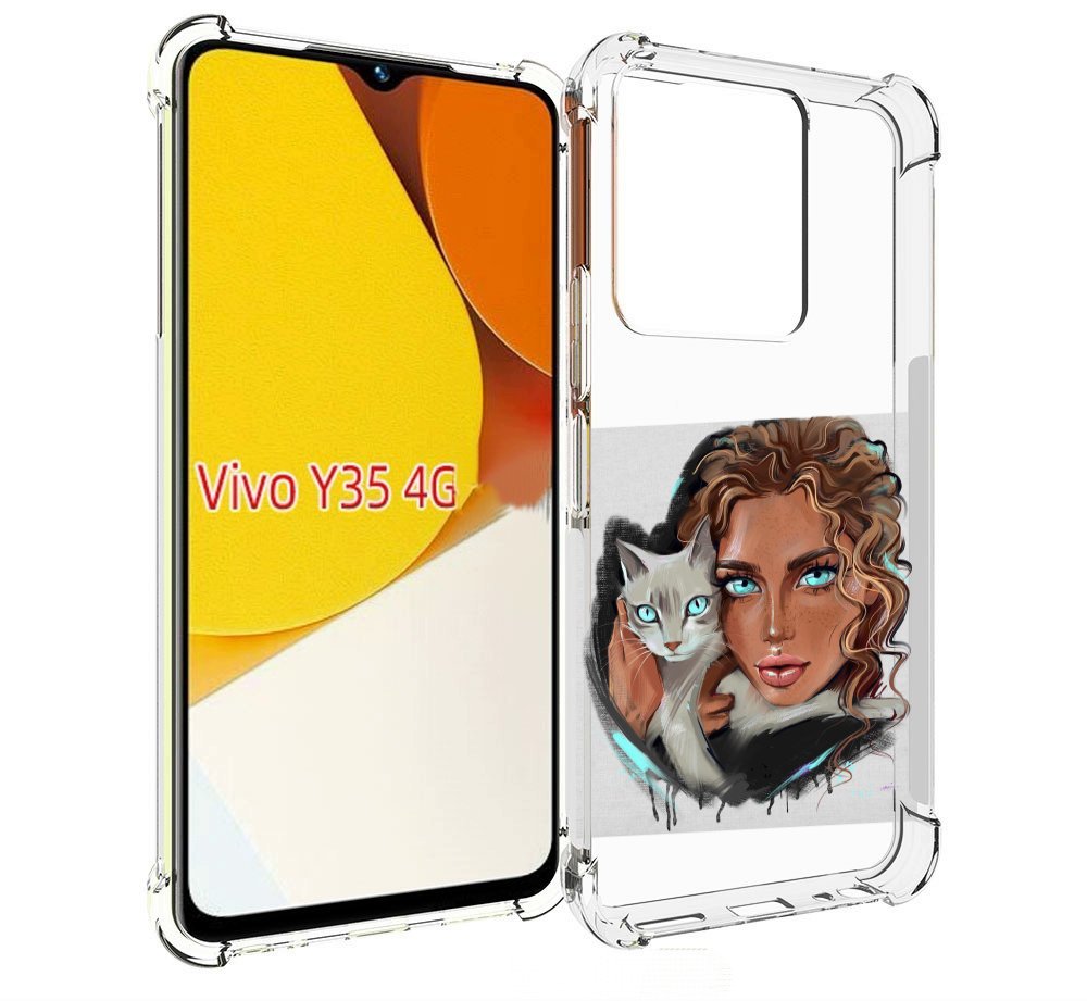 

Чехол MyPads девушка-с-котом-голубые-глаза женский для Vivo Y35 4G 2022 / Vivo Y22, Прозрачный, Tocco