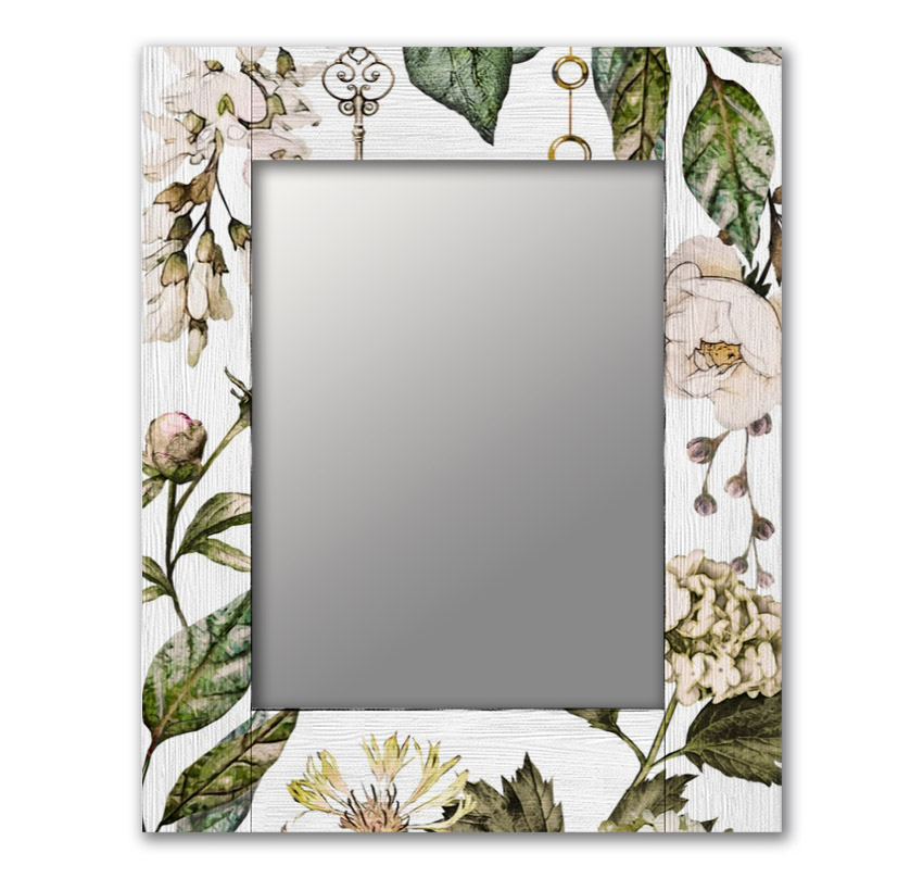 фото Настенное зеркало белые цветы 75х110 см дом корлеоне