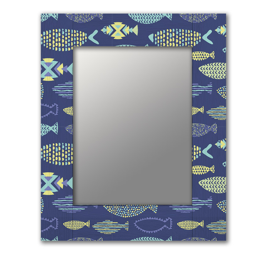 фото Настенное зеркало синие рыбки 65х80 см дом корлеоне