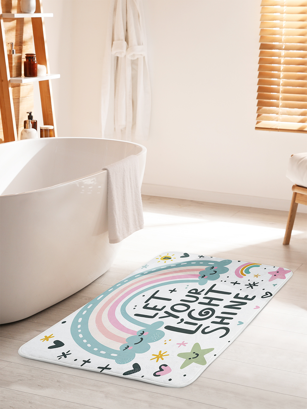 

Коврик для ванной туалета душа JoyArty "Радуга на облаках", bath_sd1828_60x100