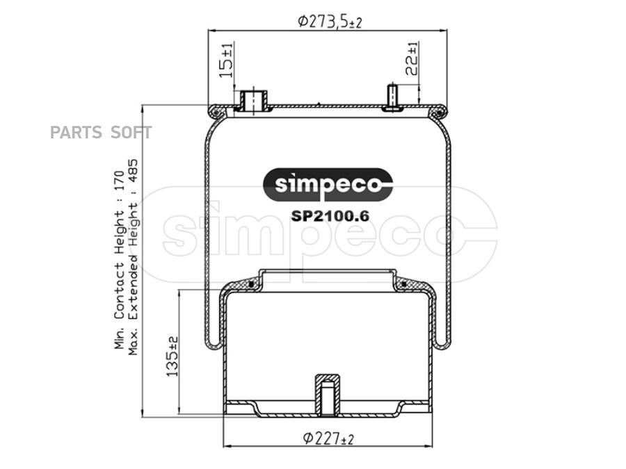 SIMPECO Пневморессора (со стальным стаканом) HCV SP21006014