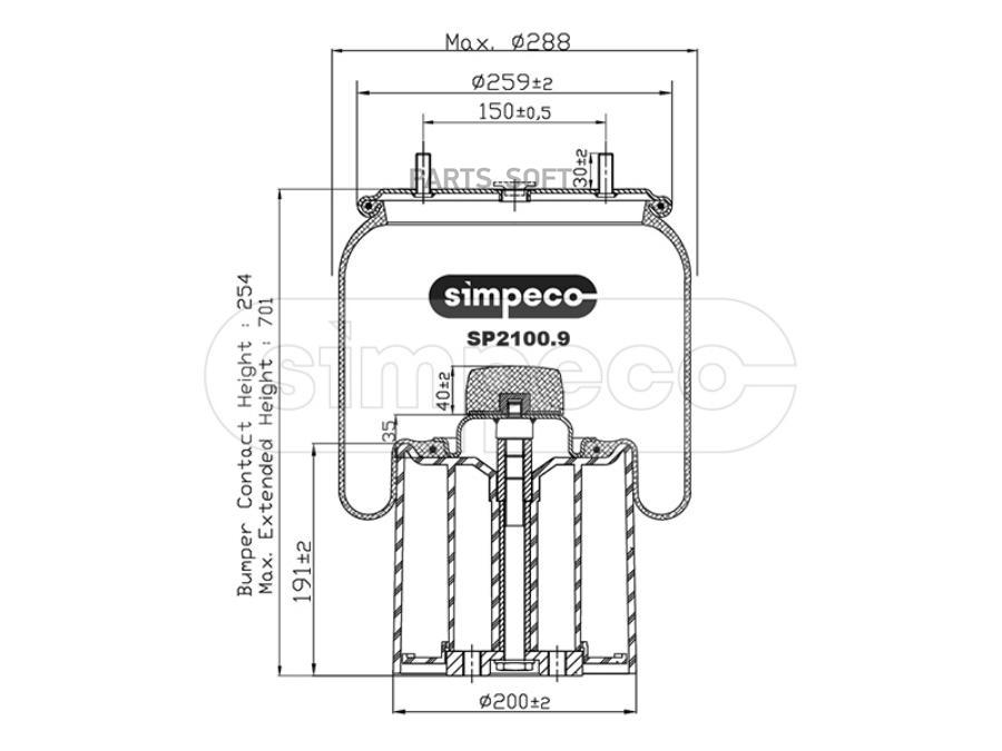 SIMPECO Пневморессора (с пласт. стаканом) HCV SP21009013