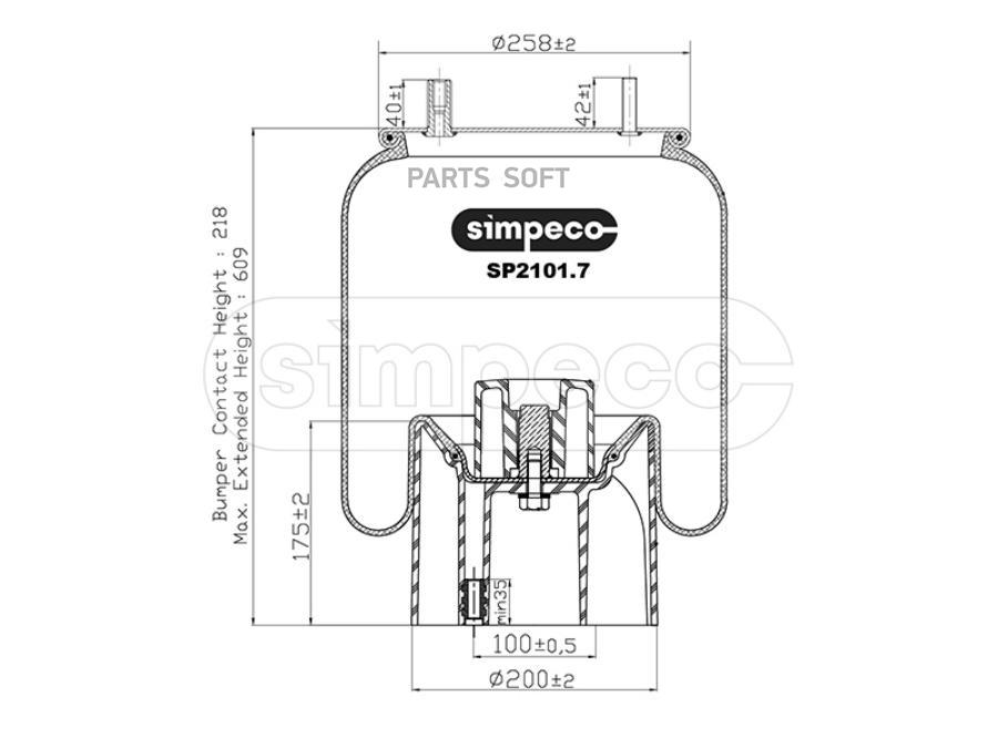 SIMPECO Пневморессора (с пласт. стаканом) HCV SP21017023