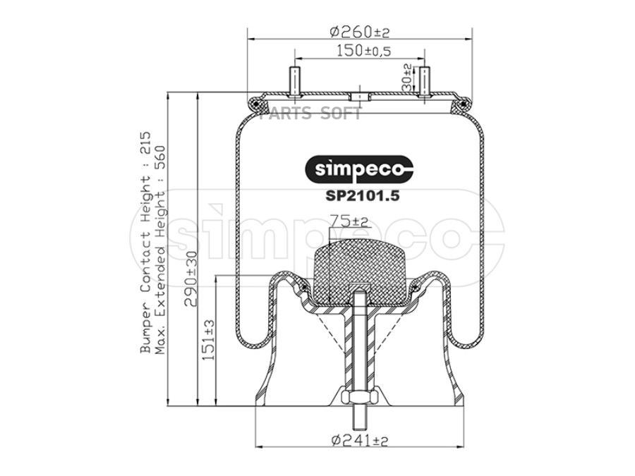 SIMPECO Пневморессора (с пласт. стаканом) HCV SP21015023