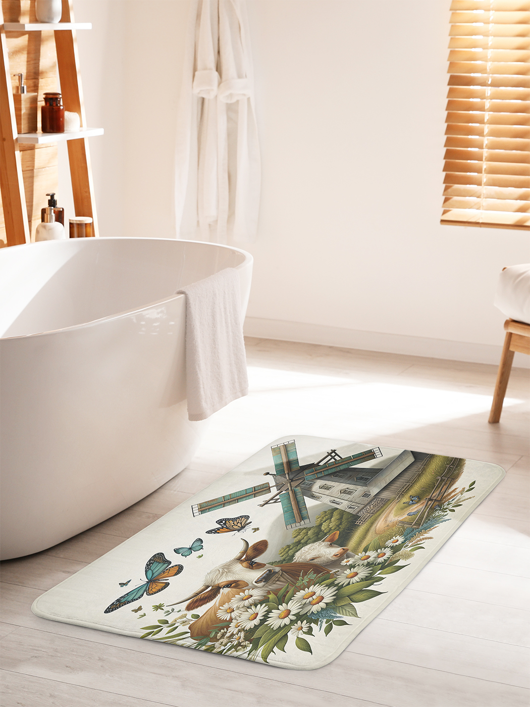 

Коврик для ванной туалета душа JoyArty "Коровы в ромашках", bath_sd1755_60x100