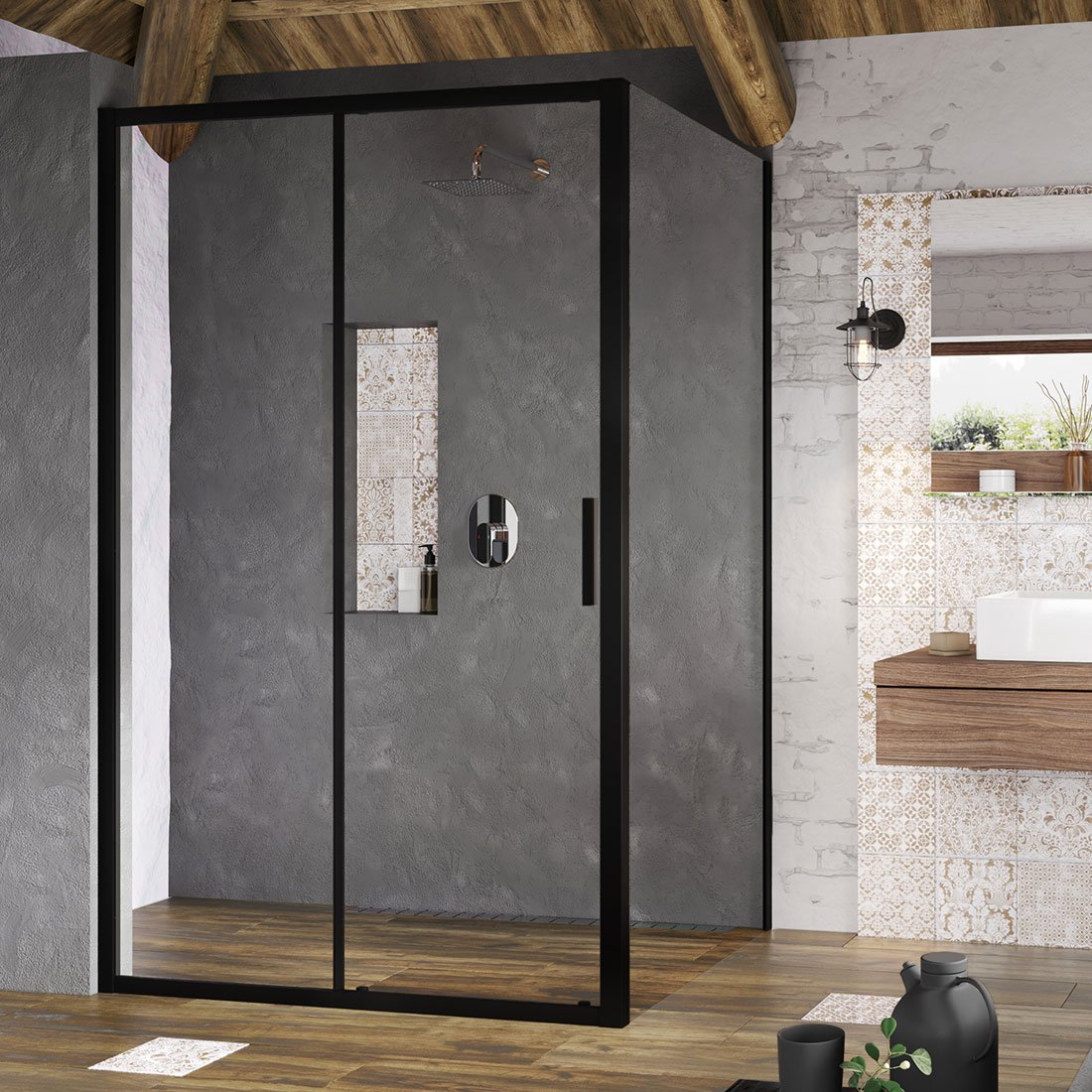 

Душевая стенка Ravak Blix Slim BLSPS-80 X9BM40300Z1 профиль Черный стекло Transparent, Blix