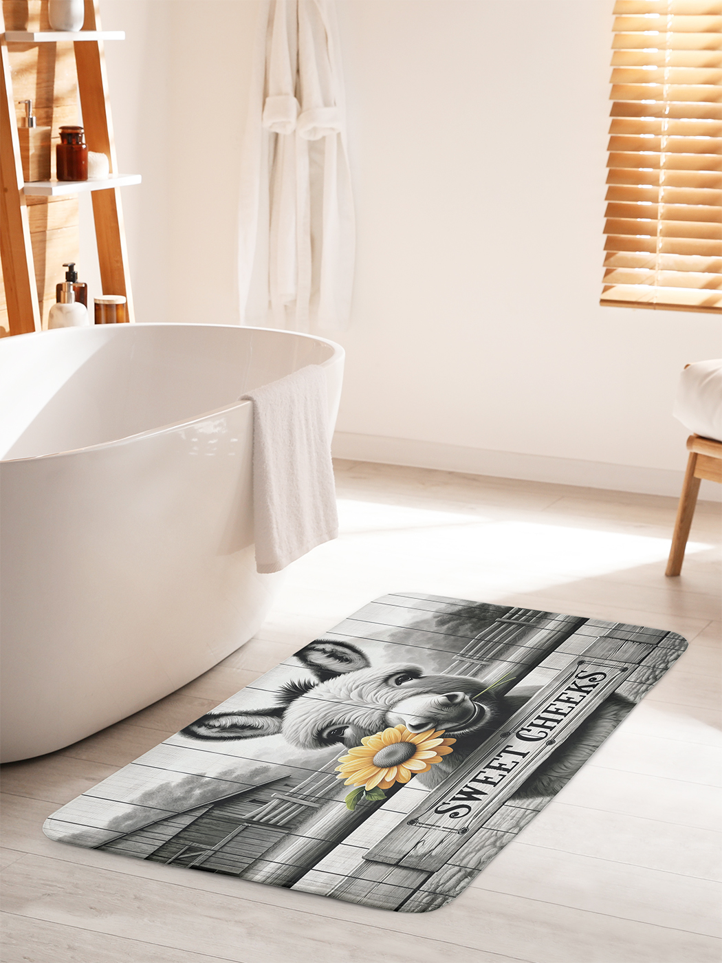 

Коврик для ванной туалета душа JoyArty "Ослик с цветком", bath_sd1750_60x100