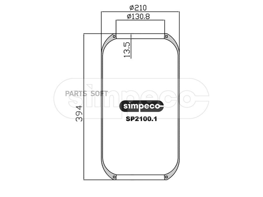 

SIMPECO Пневморессора (баллон) HCV SP21001011, SP21001011