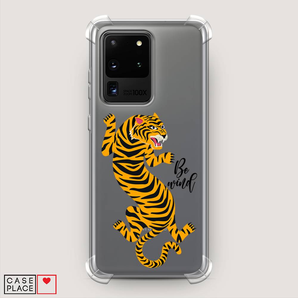 фото Противоударный силиконовый чехол "tiger be wind" на samsung galaxy s20 ultra awog