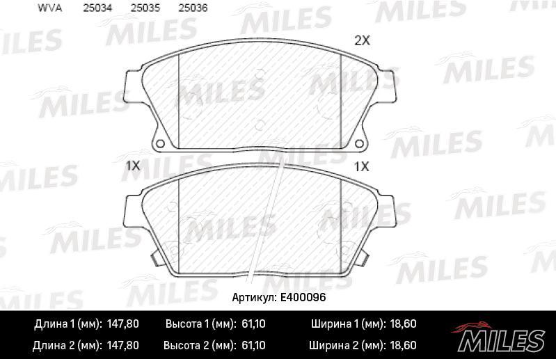 

Колодки Тормозные Chevrolet Cruze/Opel Astra J 16 10- Передние Miles арт. E400096