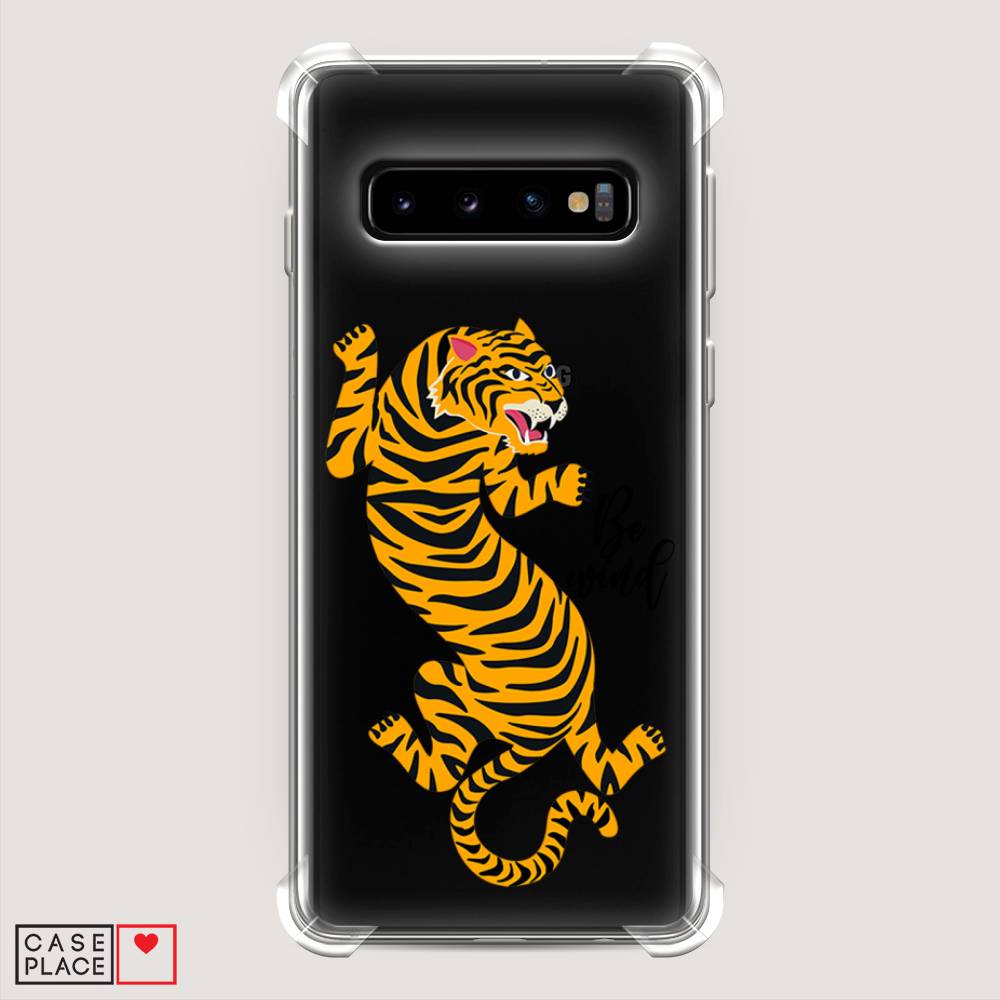 фото Противоударный силиконовый чехол "tiger be wind" на samsung galaxy s10 + awog