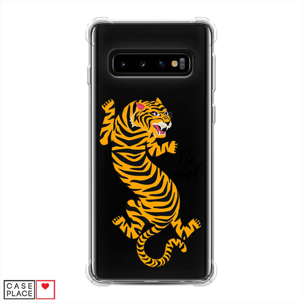 фото Противоударный силиконовый чехол "tiger be wind" на samsung galaxy s10 awog