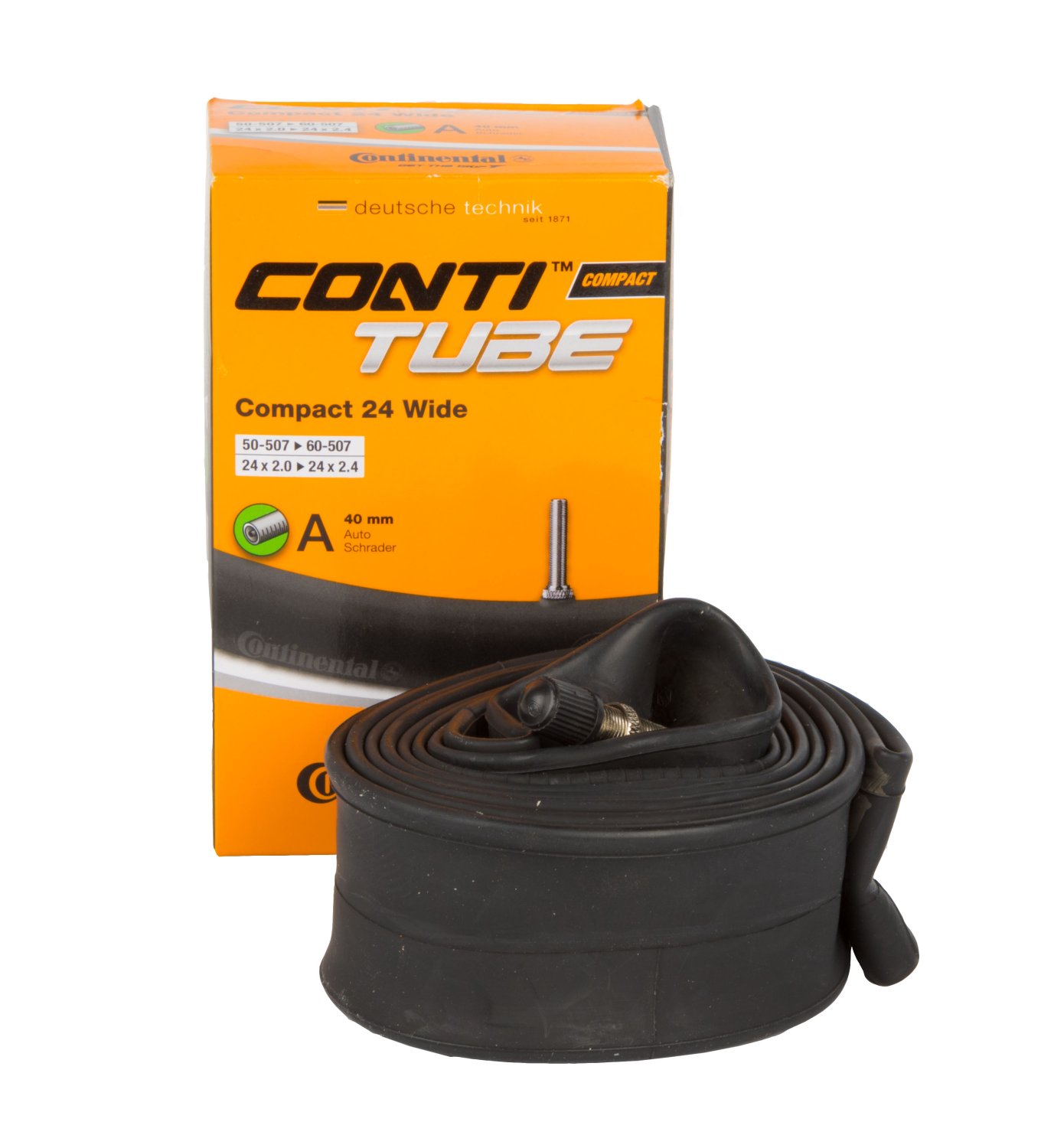 

Велосипедная камера Continental Compact 24"x2-2,4", Черный, Compact