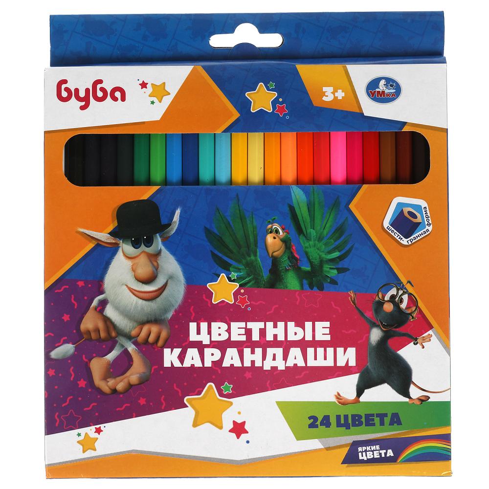 

Карандаши цветные Умка Буба 24 цвета шестигранные Буба 150г, Разноцветные