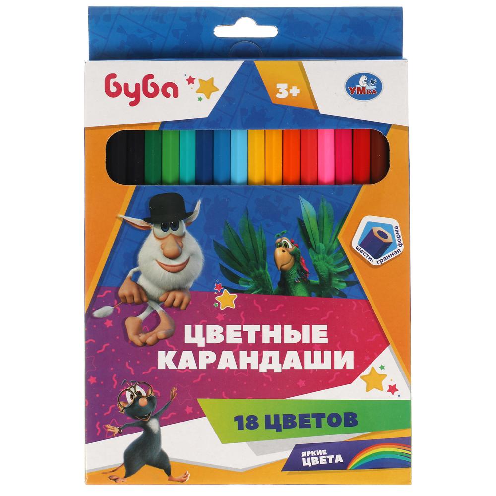 

Карандаши цветные Умка Буба 18 цветов шестигранные 110г, Разноцветные