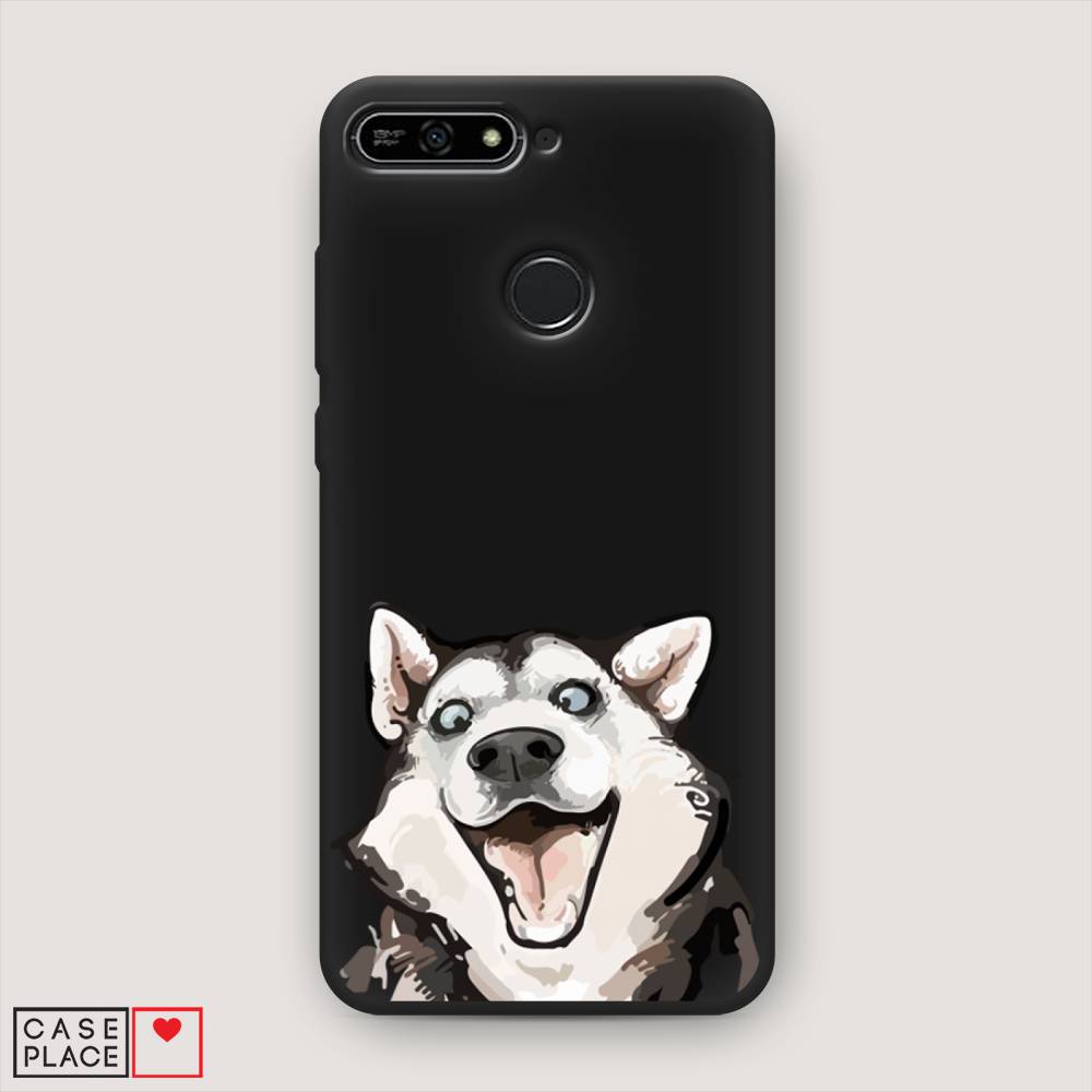 

Чехол Awog на Huawei Y6 Prime 2018 "Радостный хаски", Белый;голубой;черный, 65752-1