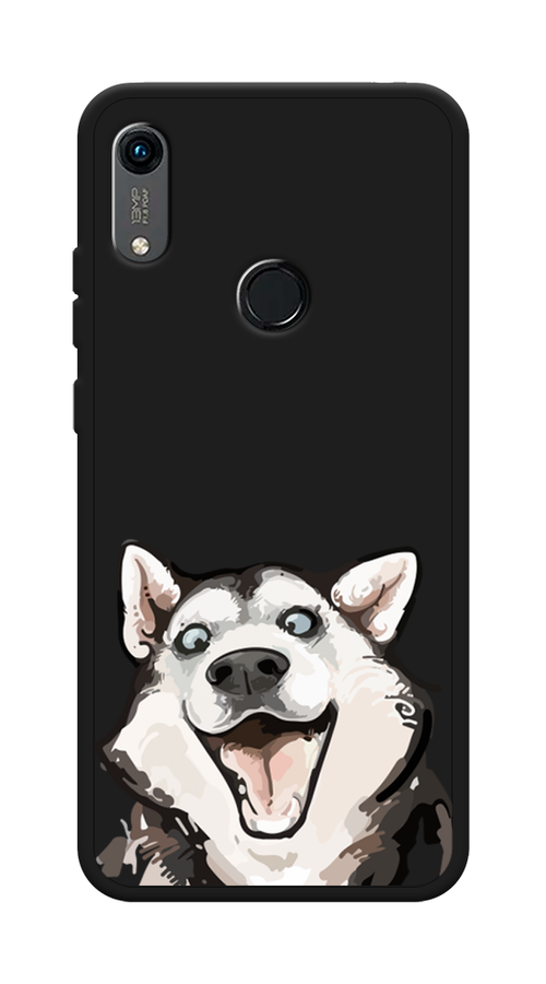 

Чехол Awog на Huawei Y6 2019 "Радостный хаски", Белый;голубой;черный, 68652-1