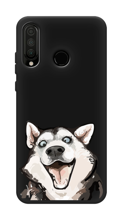 

Чехол Awog на Huawei P30 Lite "Радостный хаски", Белый;голубой;черный, 67952-1