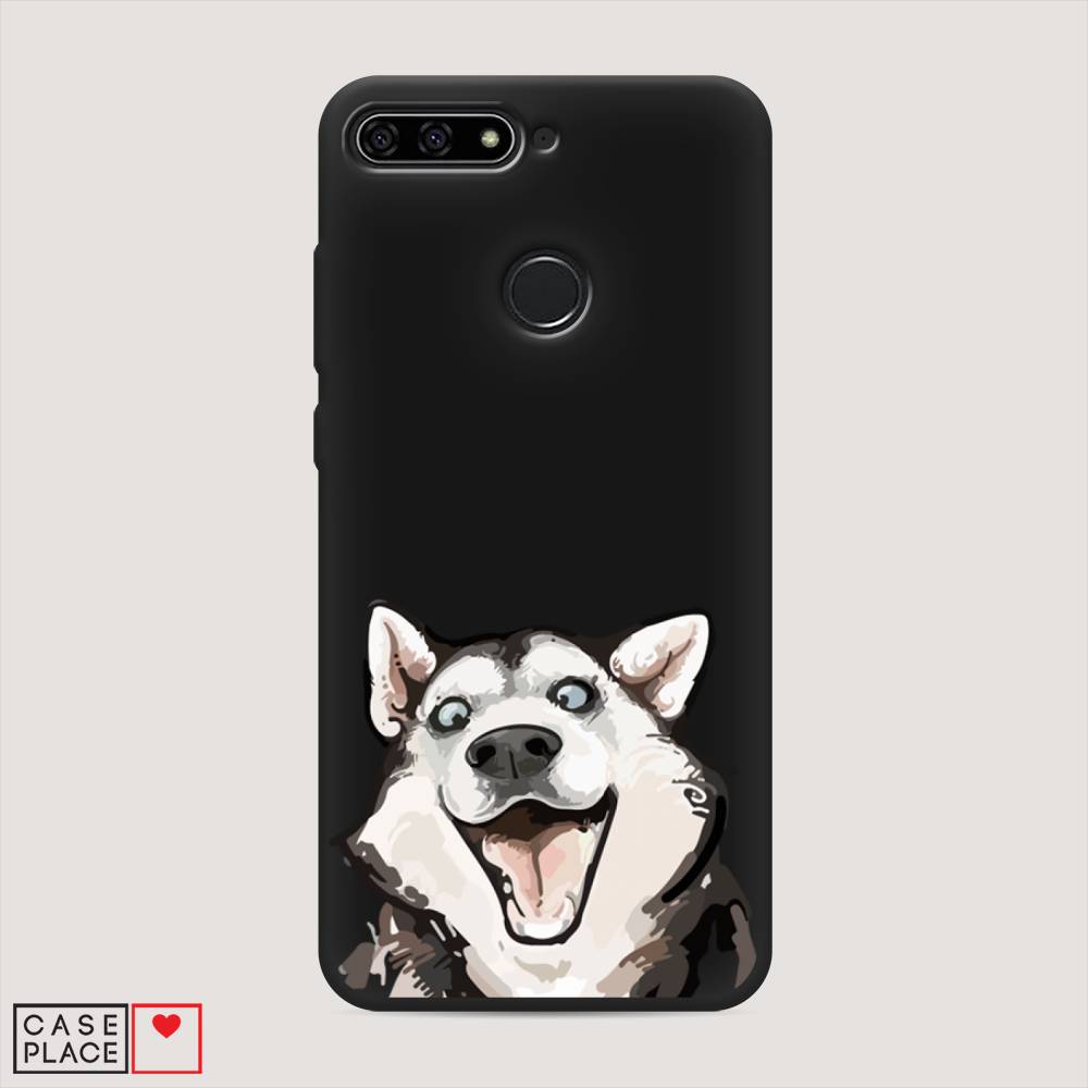 

Чехол Awog на Honor 7C "Радостный хаски", Белый;голубой;черный, 64552-1