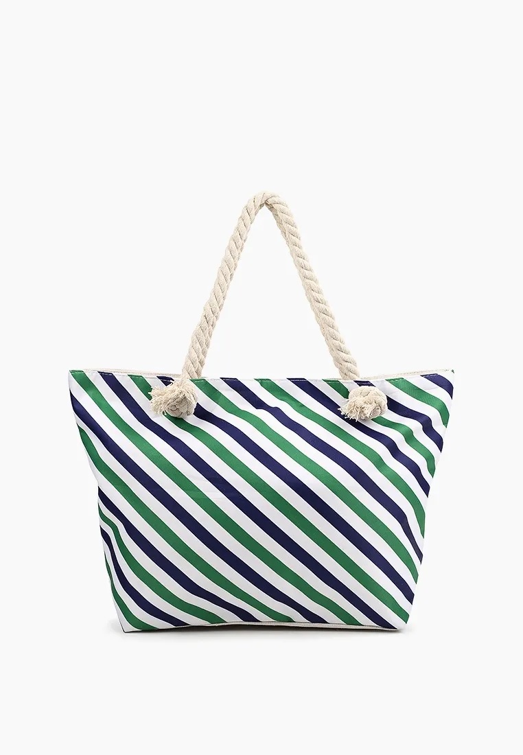 Пляжная сумка женская Rosedena BAG-46-11969-1, зелено-белый