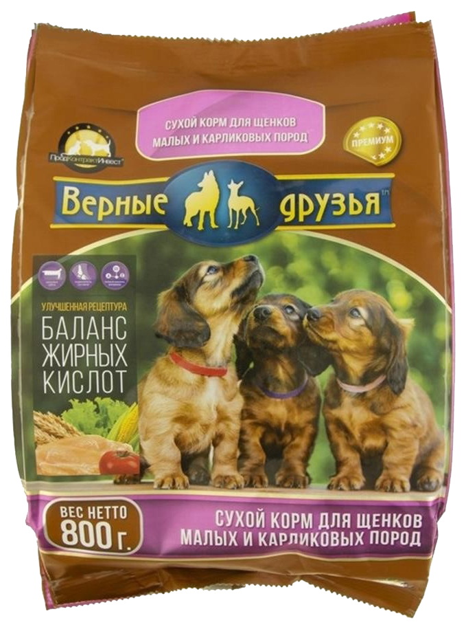 

Сухой корм для щенков Верные друзья, для маленьких и карликовых пород, 800 г