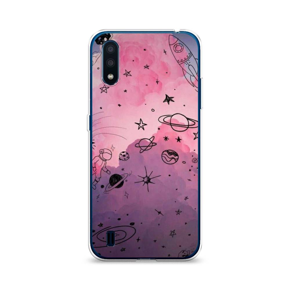 

Чехол Awog на Samsung Galaxy M01 / Самсунг M01 "Радуга планет 3", Черный;розовый, 2101150-4
