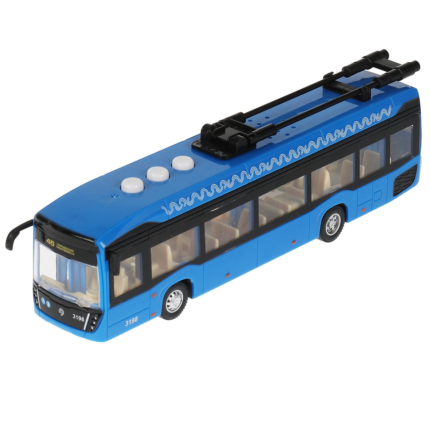 Модель Троллейбус Технопарк Метрополитен, 19 см, свет и звук, 3 кноп синий технопарк инерционная модель городской троллейбус