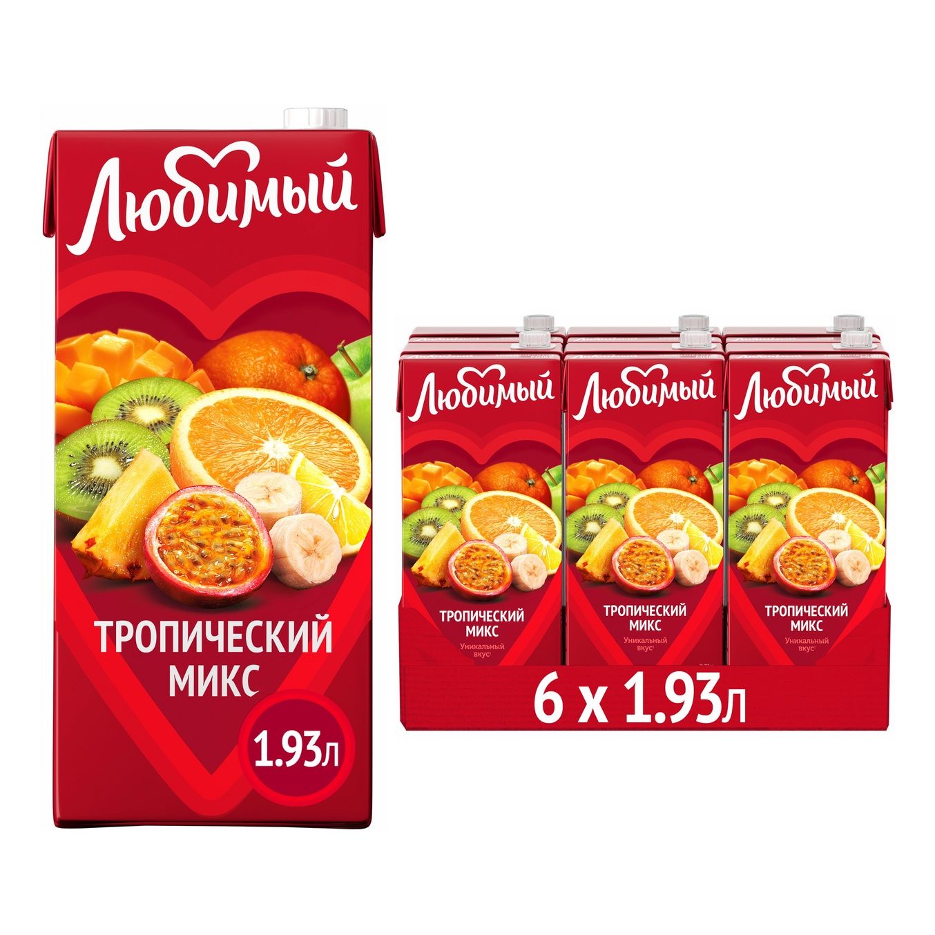 

Напиток сокосодержащий Любимый Тропический микс 1,93 л х 6 шт