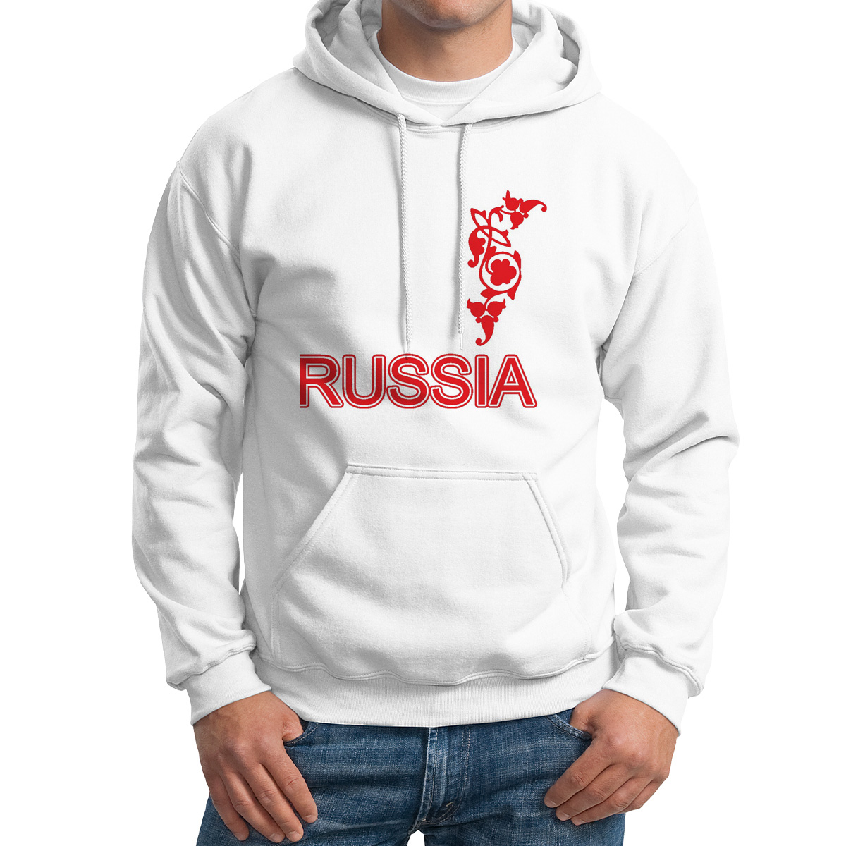 

Худи унисекс CoolPodarok Russia белое 54 RU, 4M011134