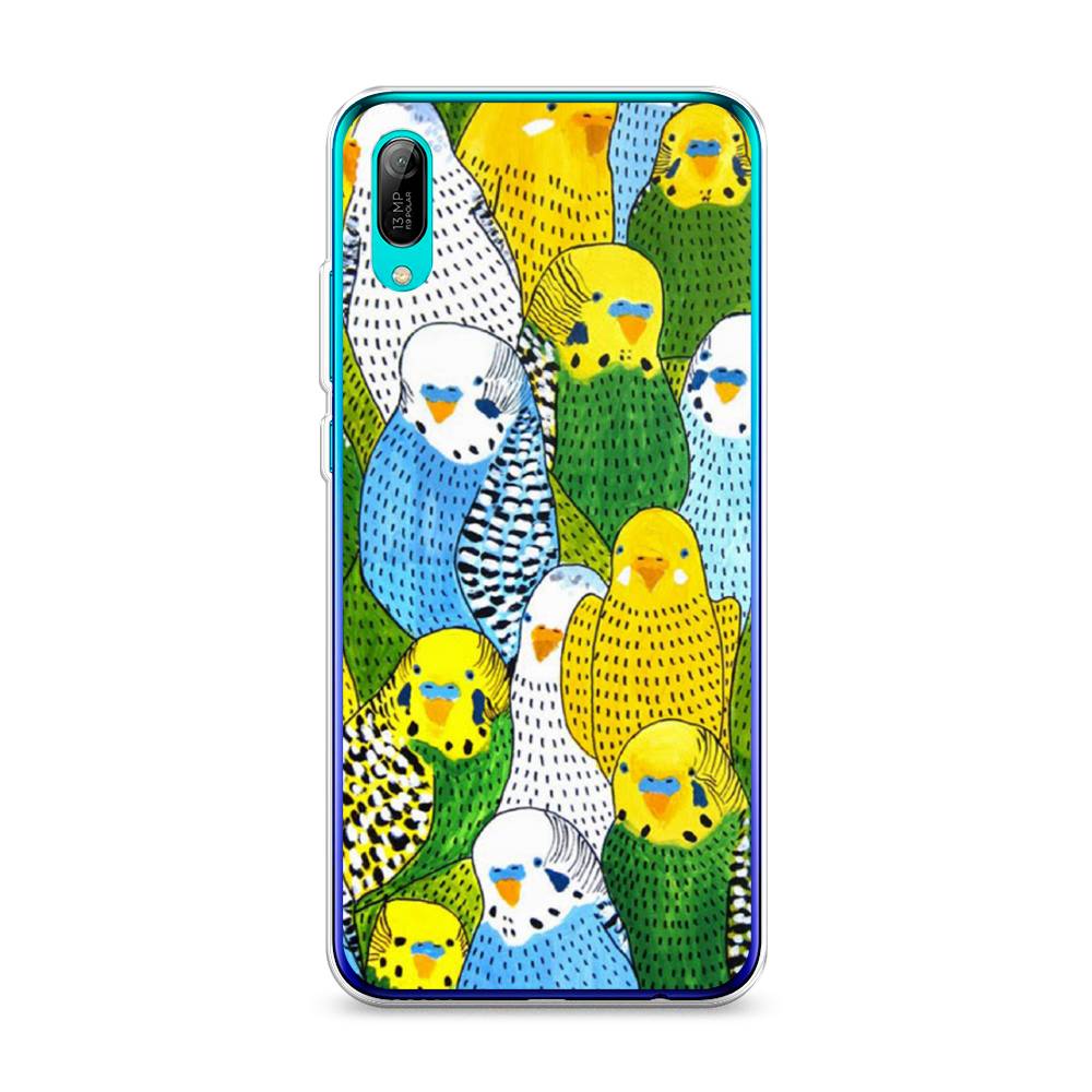 

Чехол Awog на Huawei Y6 Pro (Prime) 2019 "Попугаи", Желтый;зеленый;голубой, 68150-1