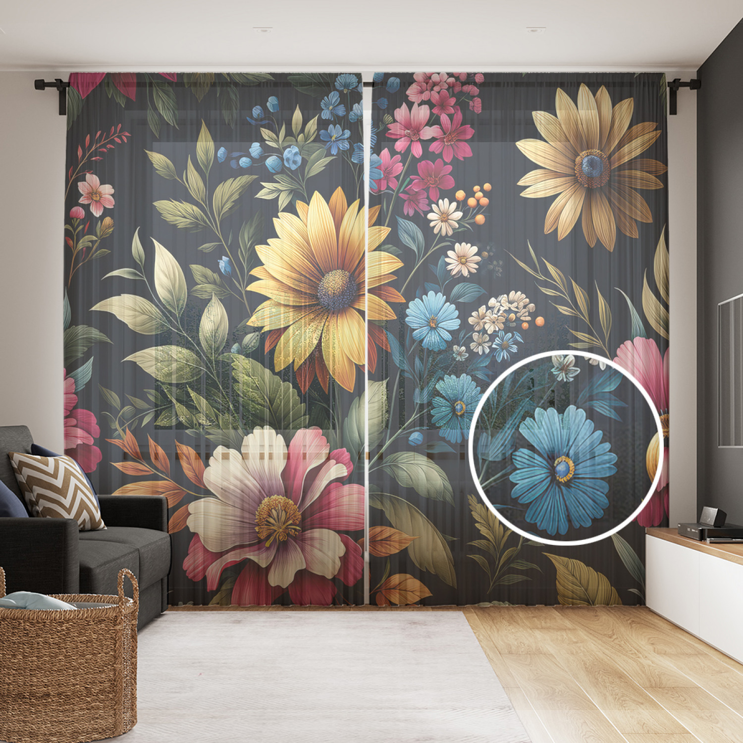 

Тюль JoyArty Буйство цветов 290x265, tul_sd1988_145x265