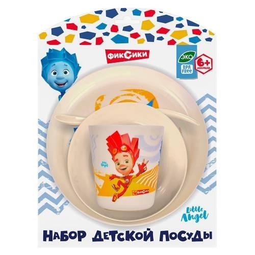 Набор детской посуды Little Angel Фиксики, тарелка, миска, стакан, ложка LA1304