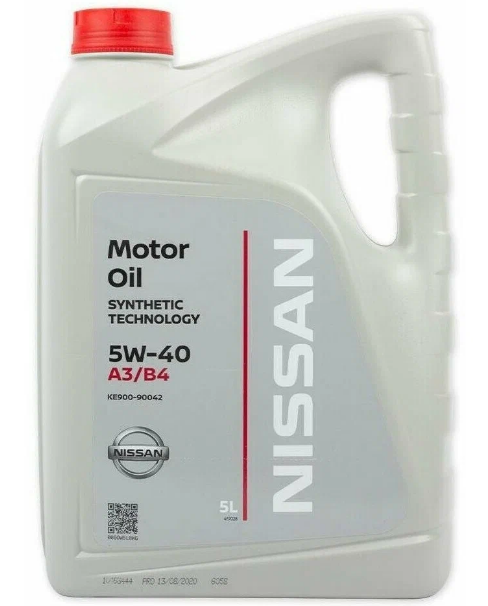 

NISSAN Масло Моторное "Nissan" Motor Oil 5w40 A3/B4 Sn/Сf (5 Л) Синт., KE90090042