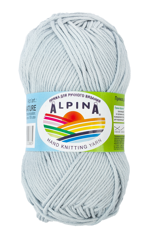 

Пряжа Alpina Nature 10 шт. по 50 г 100% хлопок 105 м ± 3 м №003 бл.голубой, NATURE