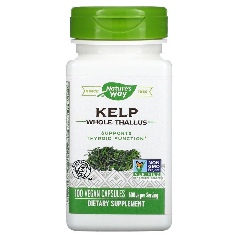 Водоросли Natures Way Kelp 100 веганских капсул