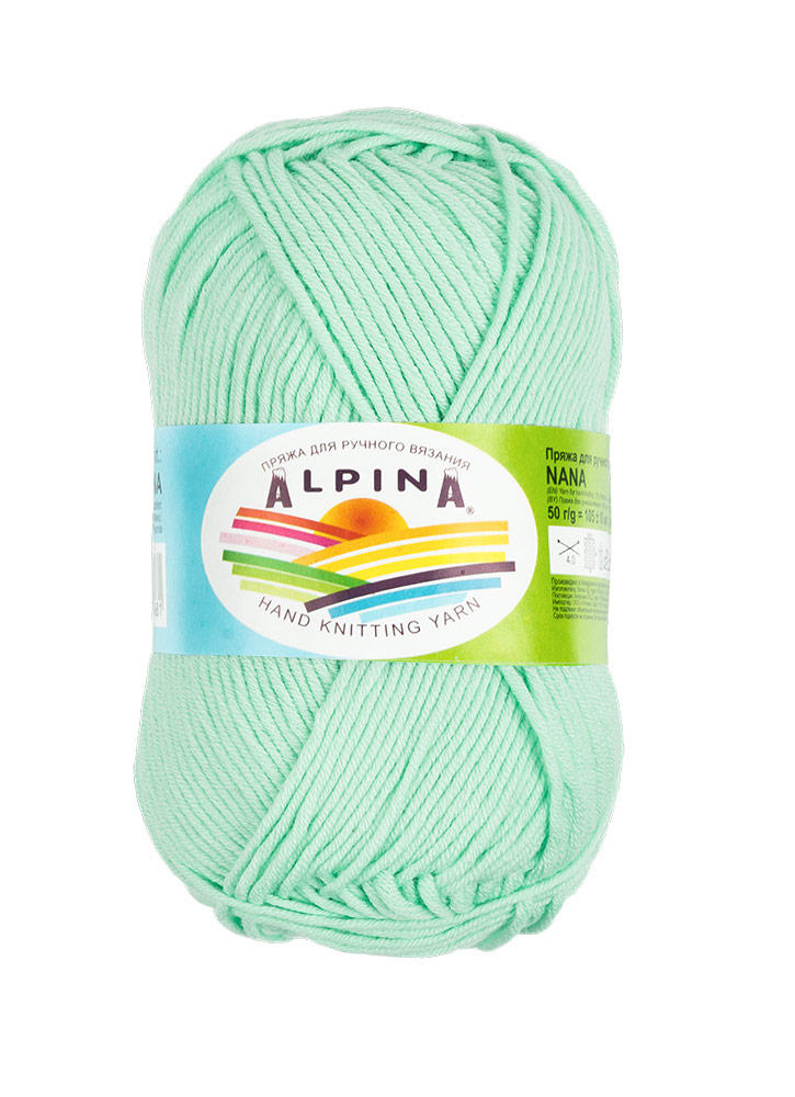 

Пряжа Alpina Nana 70% хлопок, 30% полиамид №14 мятный - 10 мотков по 50 г, Зеленый, "NANA"