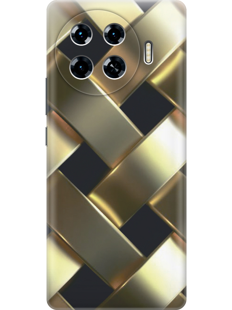 

Силиконовый чехол на Tecno Spark 20 Pro+ с принтом "Золотистое плетение", Прозрачный;золотистый;черный, 783985032