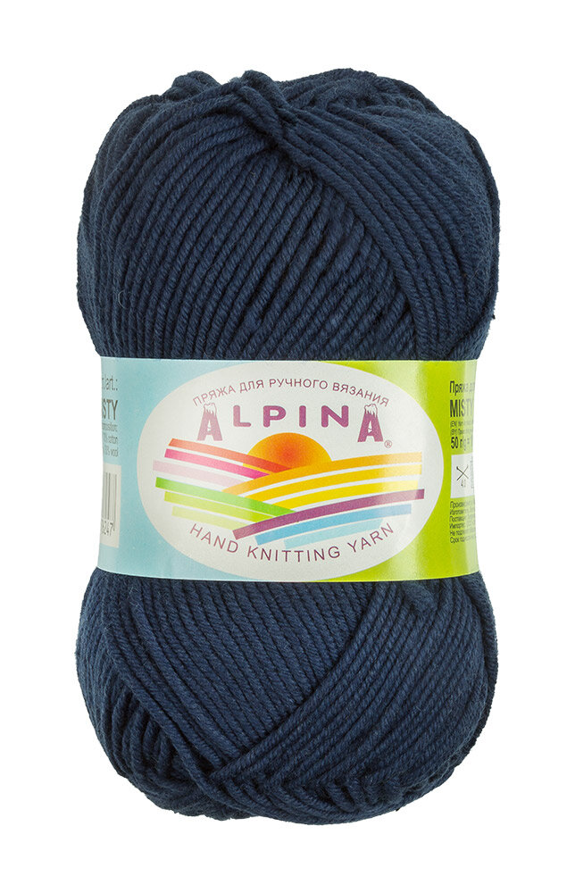 

Пряжа Alpina Misty 10 шт. по 50 г 70% хлопок, 30% шерсть 105 м №05 синий, "MISTY"