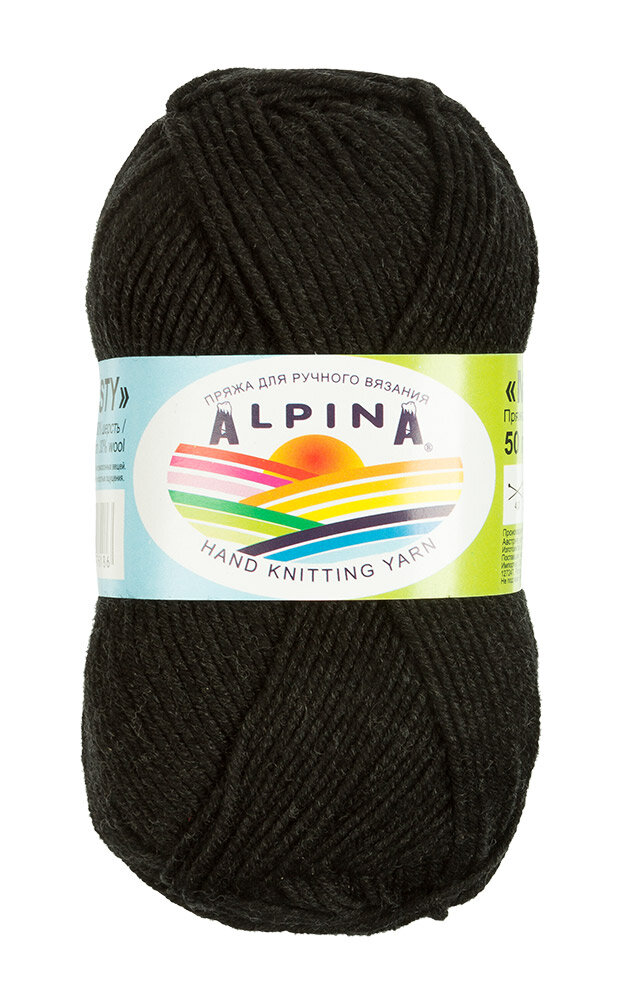 

Пряжа Alpina Misty 10 шт. по 50 г 70% хлопок, 30% шерсть 105 м №02 ЧЕРНЫЙ, "MISTY"