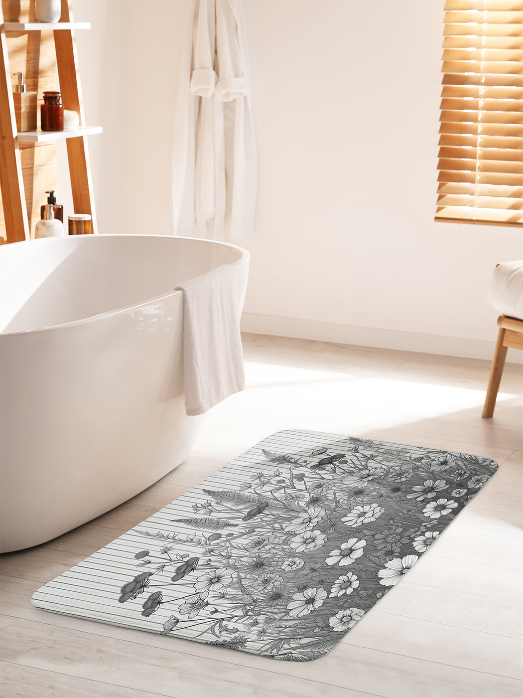 

Коврик для ванной туалета душа JoyArty "Серость полевых цветов", bath_sd1623_60x100
