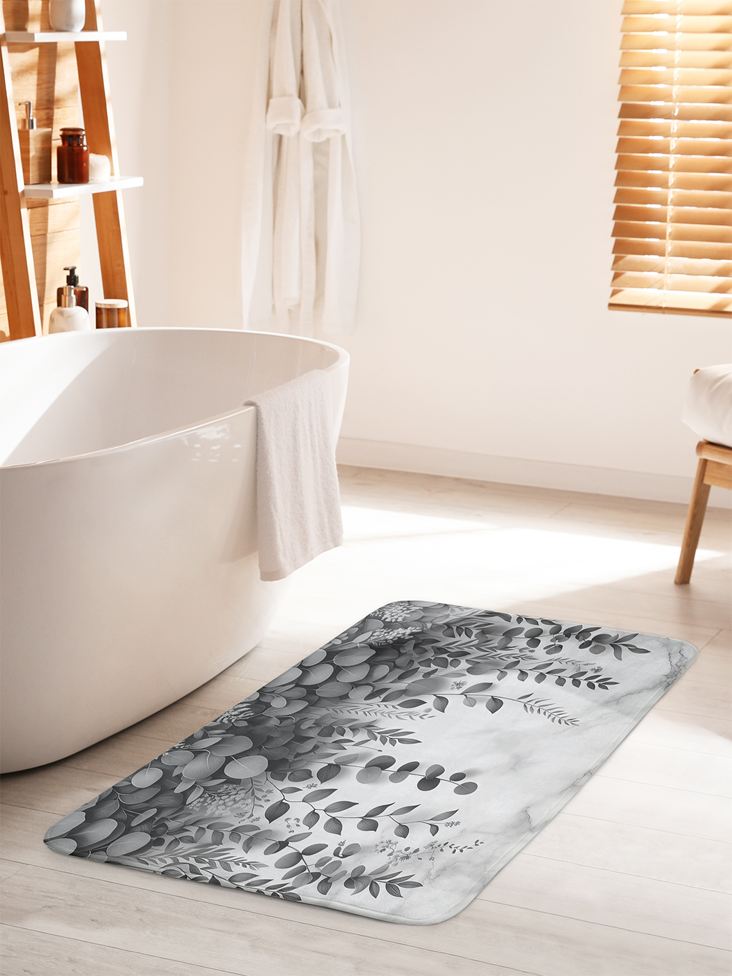 

Коврик для ванной туалета душа JoyArty "Листья в сером оттенке", bath_sd1620_60x100