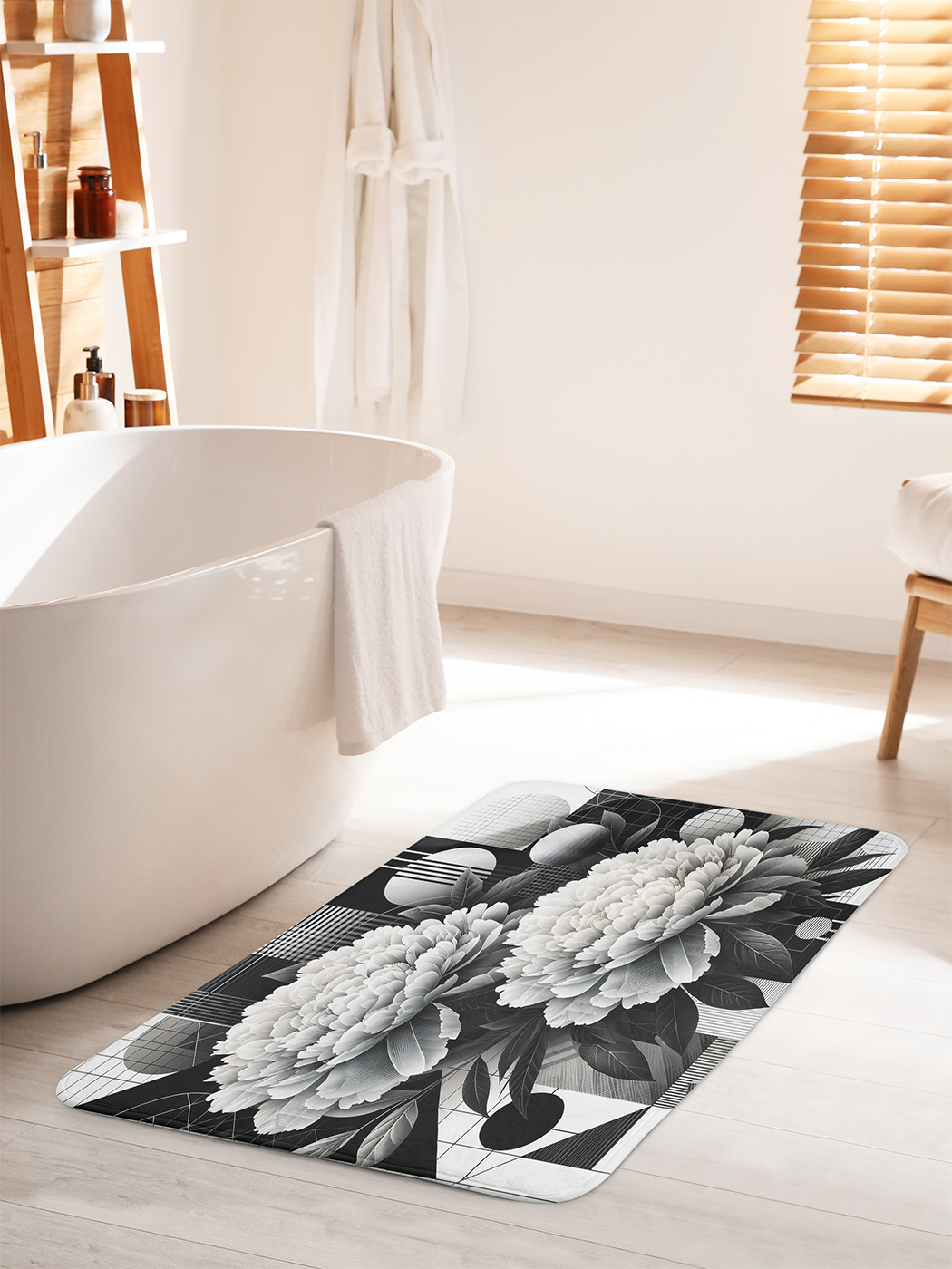 

Коврик для ванной туалета душа JoyArty "Серые пионы", bath_sd1614_60x100